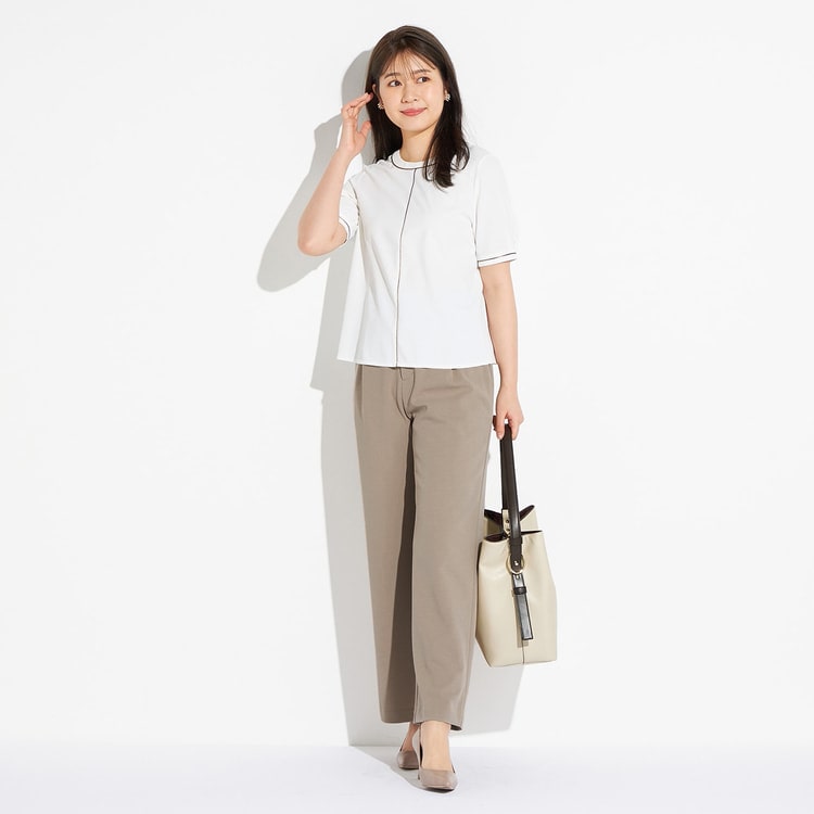 アウトレット】UVカット ストレッチタックパンツ ベージュ