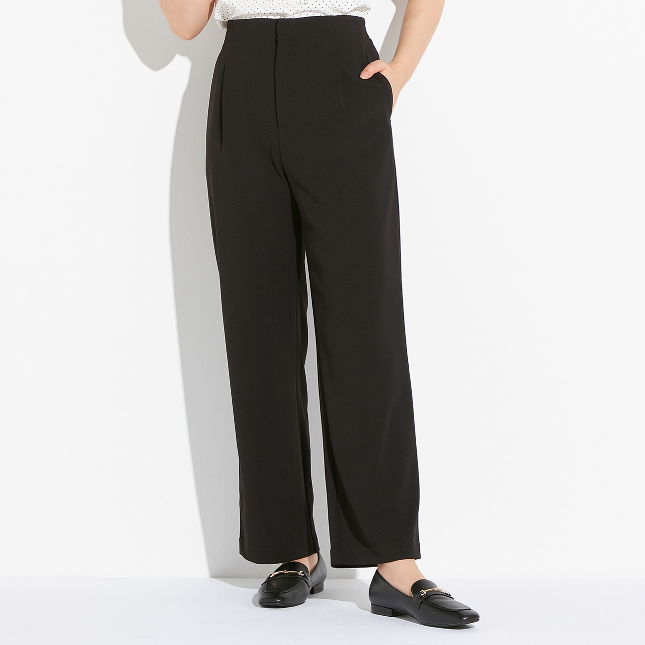 UVカット ストレッチタックパンツ黒 セットアップ着用可 UVカット ストレッチタックパンツ黒 セットアップ着用可