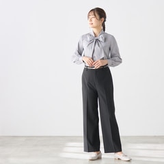 裏起毛ワイドパンツ 紺ストライプ【AOKI公式通販】