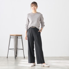 起毛無じパンツ　紺 裏起毛ワイドパンツ 紺ストライプ【AOKI公式通販】