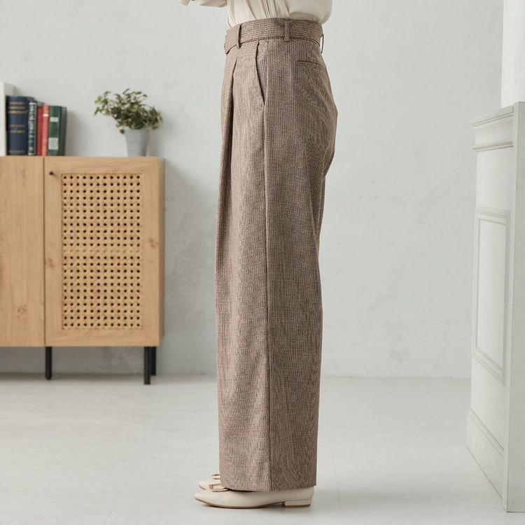 ★ヤッコ★　1426　千鳥格子　リネンワイドパンツ　スカチョ ☆ヤッコ様専用☆ 1426 千鳥格子 リネンワイドパンツ スカチョ