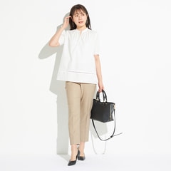 アウトレット】【夏向け】麻調クロップドパンツ ベージュ セットアップ