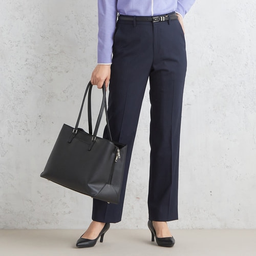 新品☆L黒系無地ストレートパンツスーツお仕事・通勤☆r197 レディーススーツ】防汚加工・裏地なしパンツスーツ（テーラード