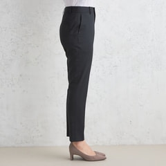 アウトレット】洗えるキレイスーツ クロップドパンツ 黒シャドー