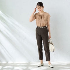 麻調クロップドパンツ 茶 セットアップ着用可【AOKI公式通販】
