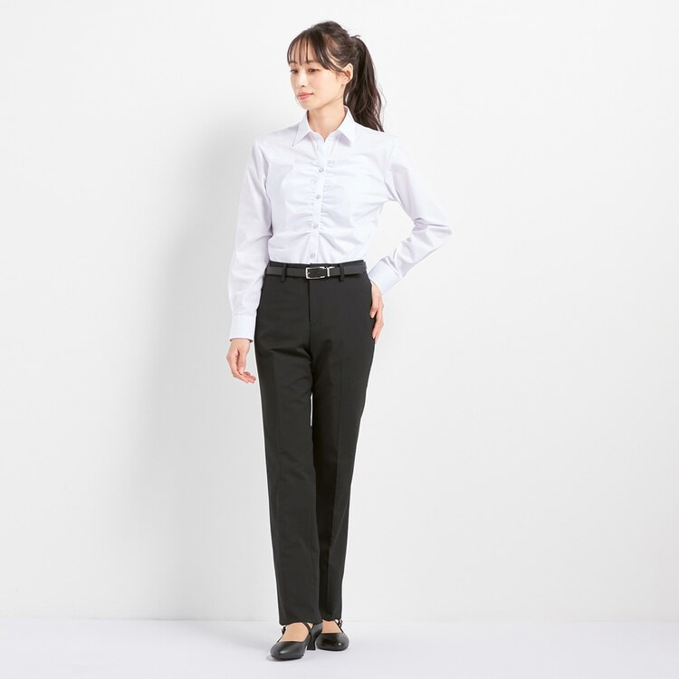 新品☆6L黒系無地ストレッチ洗えるストレートパンツスーツ〇p913 新品☆21号3L黒系♪すご伸びストレッチパンツスーツ♪防汚