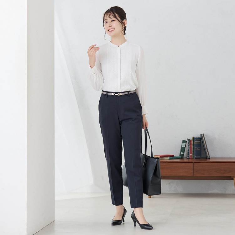 ツイルストレッチ クロップドパンツ セットアップ着用可 紺 ツイルストレッチ クロップドパンツ セットアップ着用可 紺