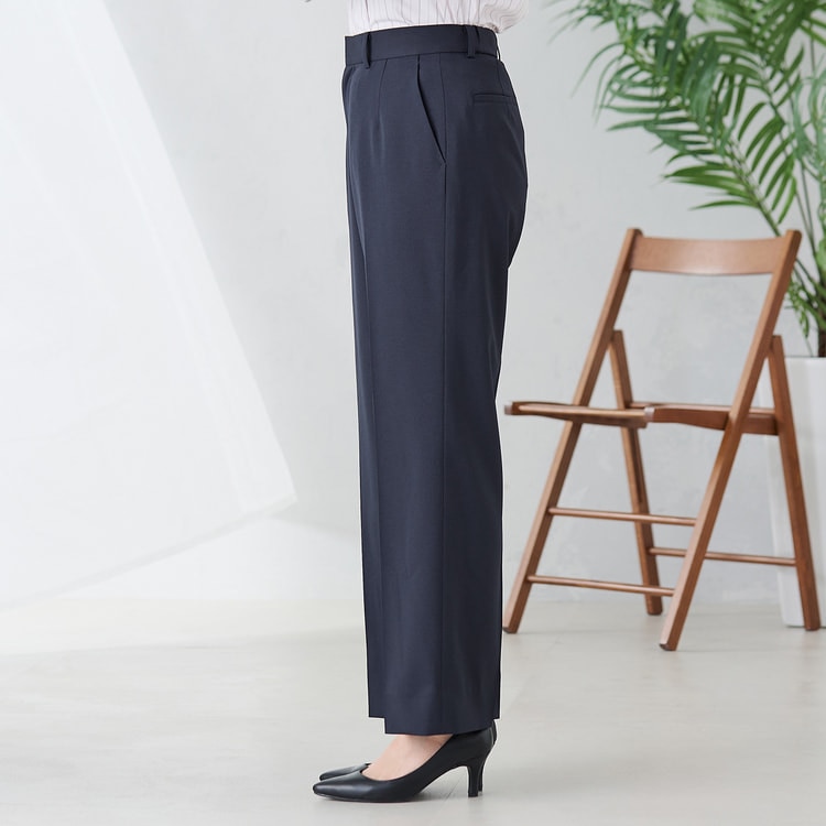 AOKI パンツ2本 洗える ストレッチ スリム スーツ セットアップ ネイビー ツイルストレッチ ワイドパンツ セットアップ着用可 紺【AOKI