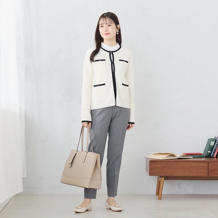 美品　n♡line　9号　グレージュ　ストレッチ加工　パンツスーツ　セットアップ 美品 n♡line 9号 グレージュ ストレッチ加工 パンツスーツ