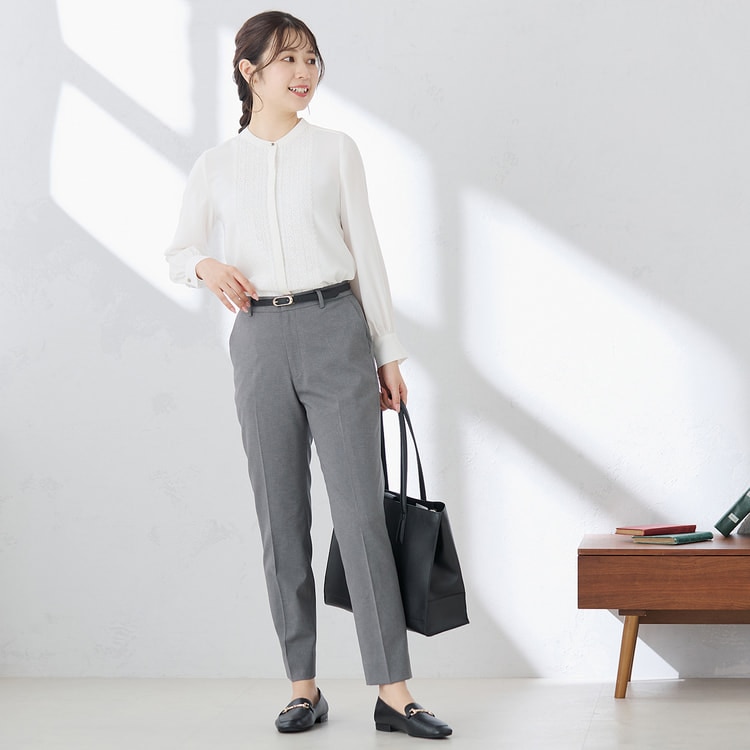 ツイルストレッチ クロップドパンツ セットアップ着用可 グレー【AOKI