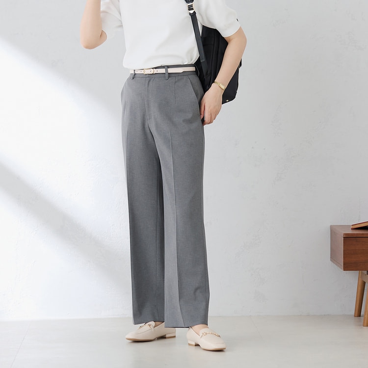 ツイルストレッチ ワイドパンツ セットアップ着用可 グレー【AOKI公式
