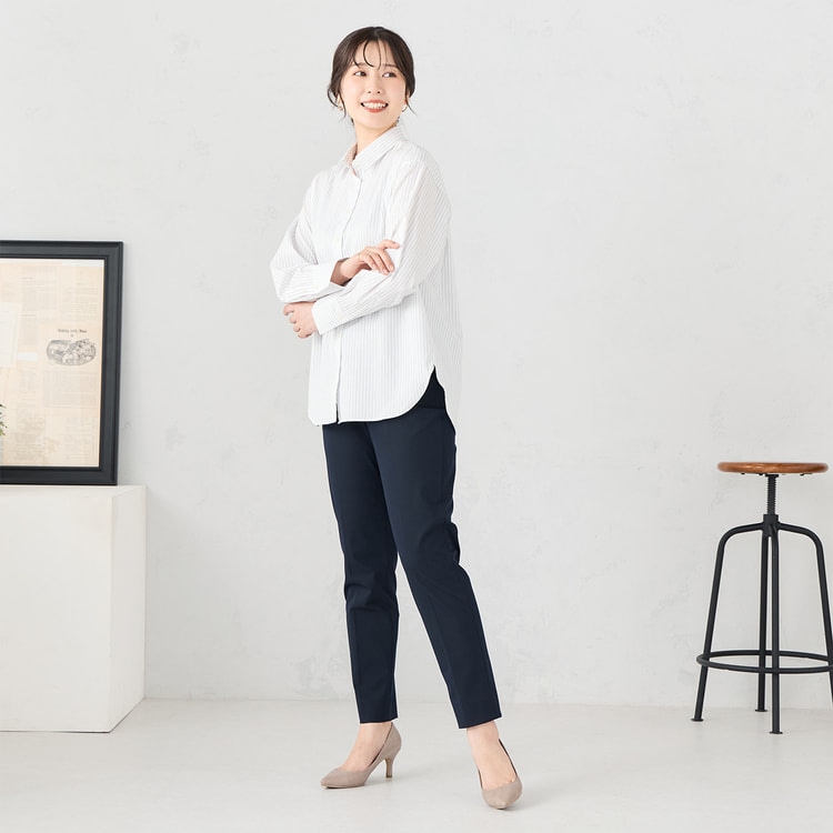ライトストレッチ クロップドパンツ 紺 セットアップ着用可