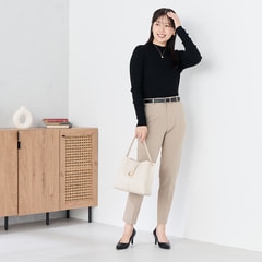 ライトストレッチ クロップドパンツ ベージュ セットアップ着用可