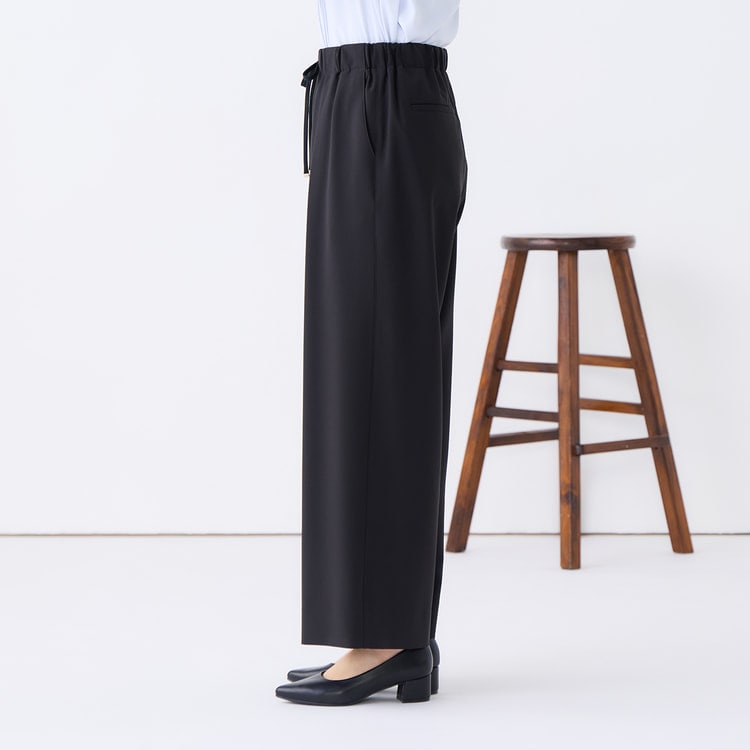 ドレープストレッチ ワイドパンツ 黒 セットアップ着用可【AOKI公式通販】