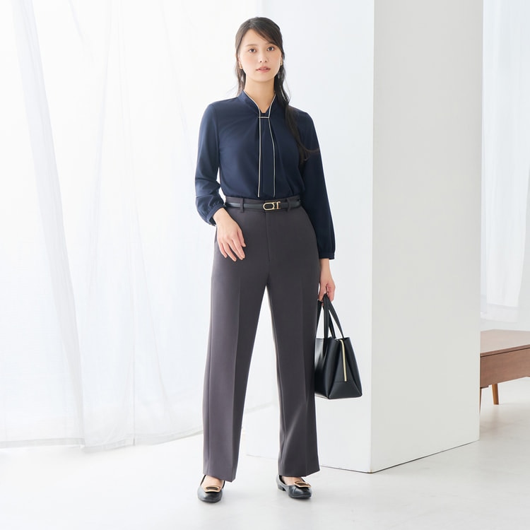ソフトツイルストレッチワイドパンツ｜洗える・防しわ