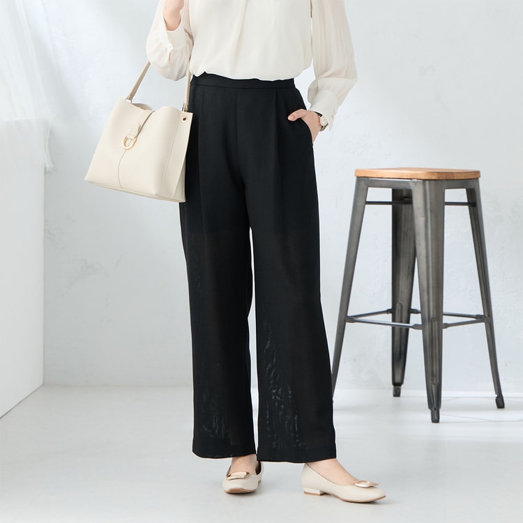 パンツ akki トリッカーカラミ タックワイドパンツ 黒【AOKI公式通販】