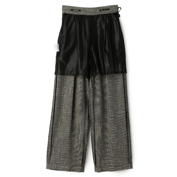 トリッカーカラミ タックワイドパンツ 白黒 セットアップ着用可【AOKI