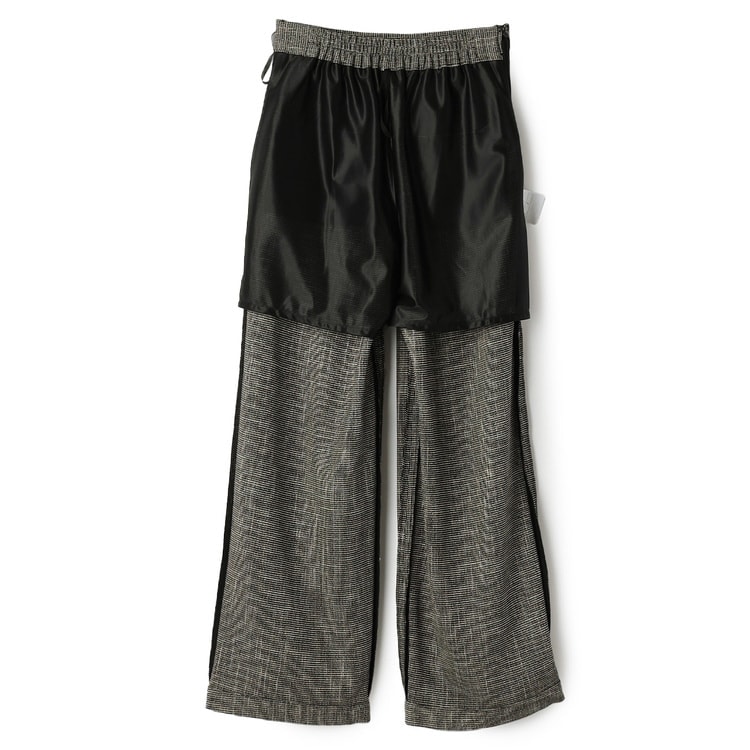 トリッカーカラミ タックワイドパンツ 白黒 セットアップ着用可【AOKI