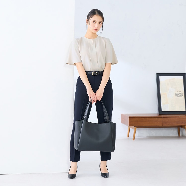 サテンストレッチ クロップドパンツ 紺 セットアップ着用可【AOKI公式