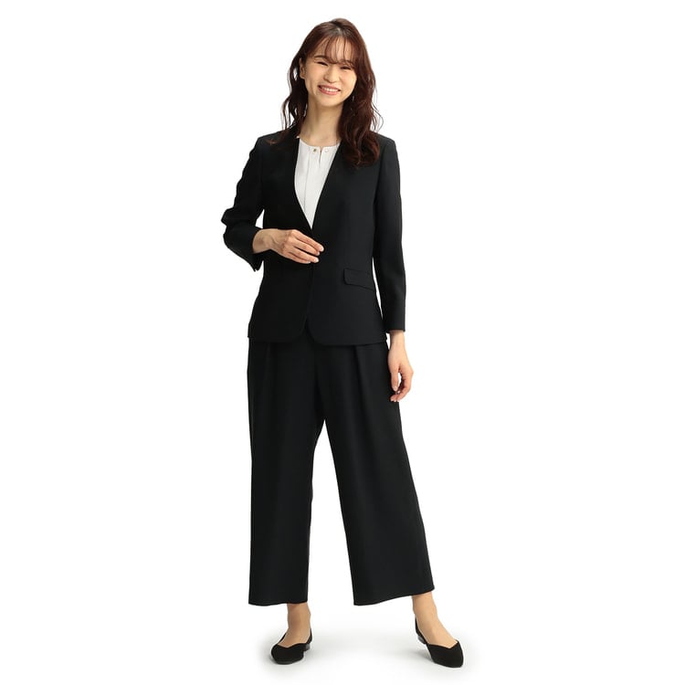 洗える ストレッチ 着回しセットアップ 紺 ワイドパンツ スーツのaoki公式通販