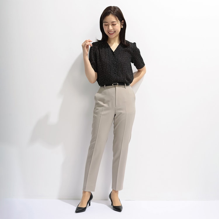 アウトレット】トロベージュ クロップドパンツ セットアップ着用可
