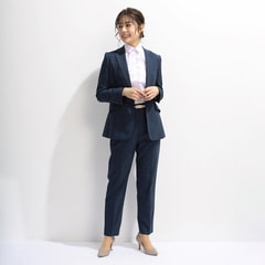 アウトレット】洗えるキレイスーツ クロップドパンツ ブルーチェック