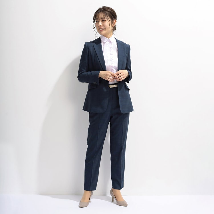 アオキ　洗えるキレイスーツ 紺 クロップドパンツ セットアップ着用可 アウトレット】【夏向け】エアクール 洗えるキレイスーツ