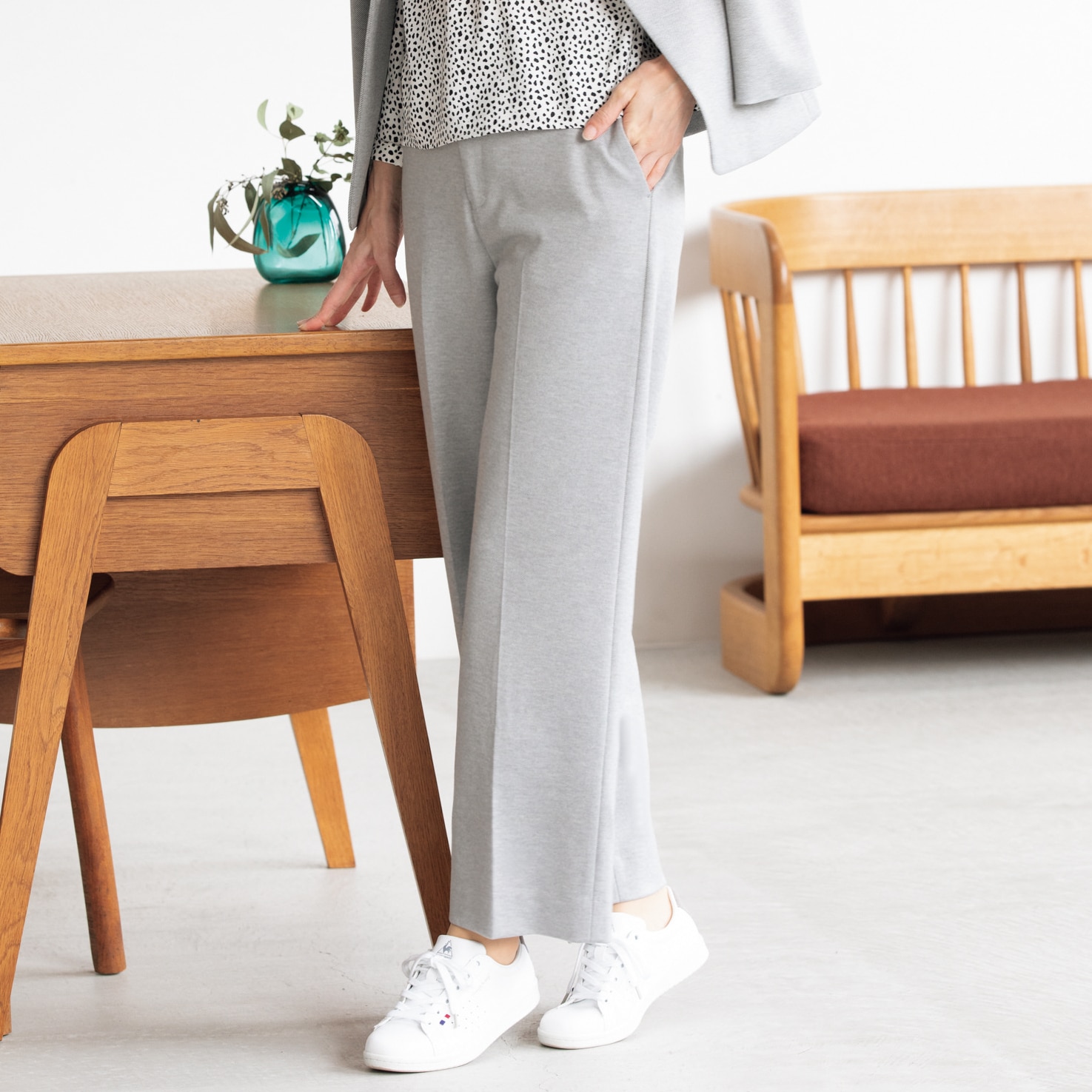 ≪MERY11���f��≫ SUITS BY JUNKO SHIMADA �J���[�W���[�W�[ �O���[ ���C�h�p���c �Z�b�g�A�b�v���p��