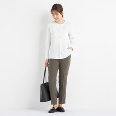 アウトレット】Oggiコラボ ダブルクロス クロップドパンツ モカ