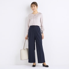 Oggiコラボ 2wayストレッチ ワイドパンツ 紺 セットアップ着用可 Oggiコラボ 2wayストレッチ ワイドパンツ 紺 セットアップ着用可