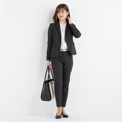 【未使用タグ付♡大きいサイズ】洗える♪AOKI パンツスーツセット XL 春夏 アウトレット】洗えるキレイスーツ ミディアムグレー クロップド