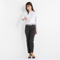 アウトレット】洗えるキレイスーツ グレーピンドット クロップドパンツ