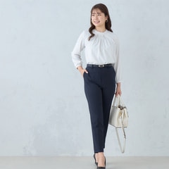 Oggiコラボ 2Wayストレッチツイル クロップドパンツ 紺