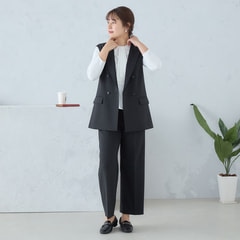 【年間ランキング6年連続受賞】 Oggiコラボ セットアップ 黒 ワイドパンツ 2Wayストレッチツイル スーツ・フォーマル・ドレス