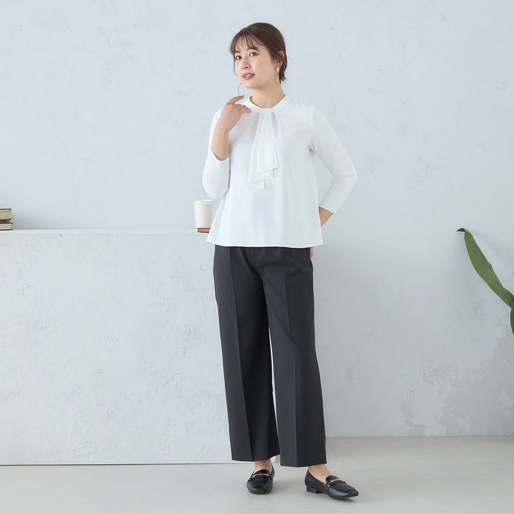 Oggiコラボ 2Wayストレッチツイル ワイドパンツ 黒 セットアップ