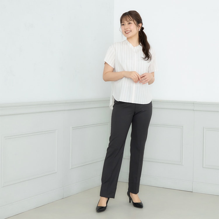 洗えるキレイスーツ 360°キレイ ストレートパンツ グレーピン