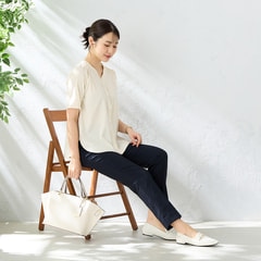 エアクール 洗えるキレイスーツ クロップドパンツ 紺 セットアップ着用可