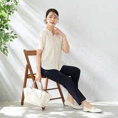 エアクール 洗えるキレイスーツ クロップドパンツ 紺 セットアップ着用可