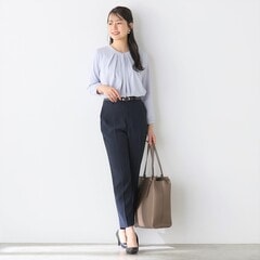 パウダリーストレッチ紺 クロップドパンツ セットアップ着用可