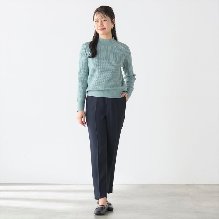 パウダリーストレッチ紺 クロップドパンツ セットアップ着用可