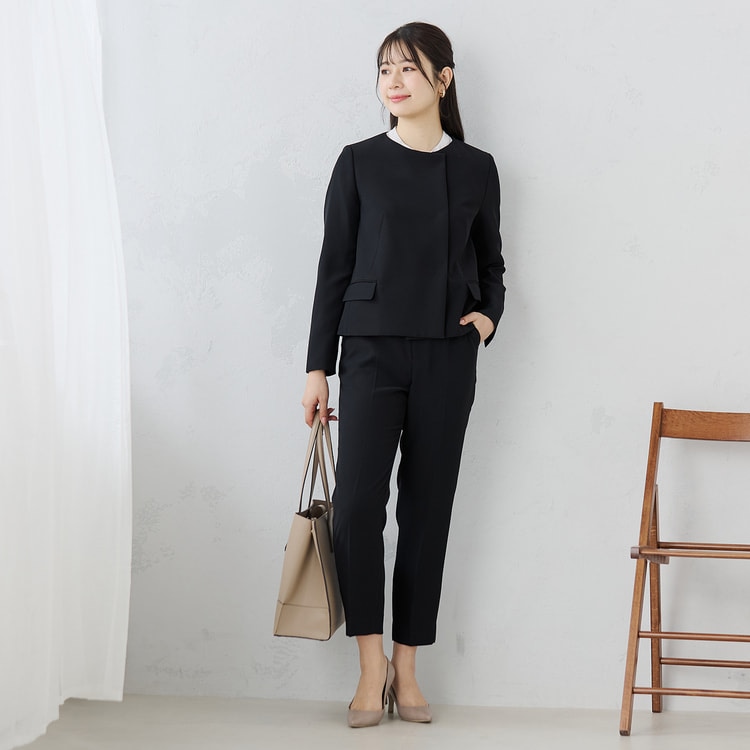 美品　プラステ　パンツスーツ　セットアップ　美シルエット　ストレッチ　黒 楽天市場】【半額クーポン対象】日本製 セットアップ 美