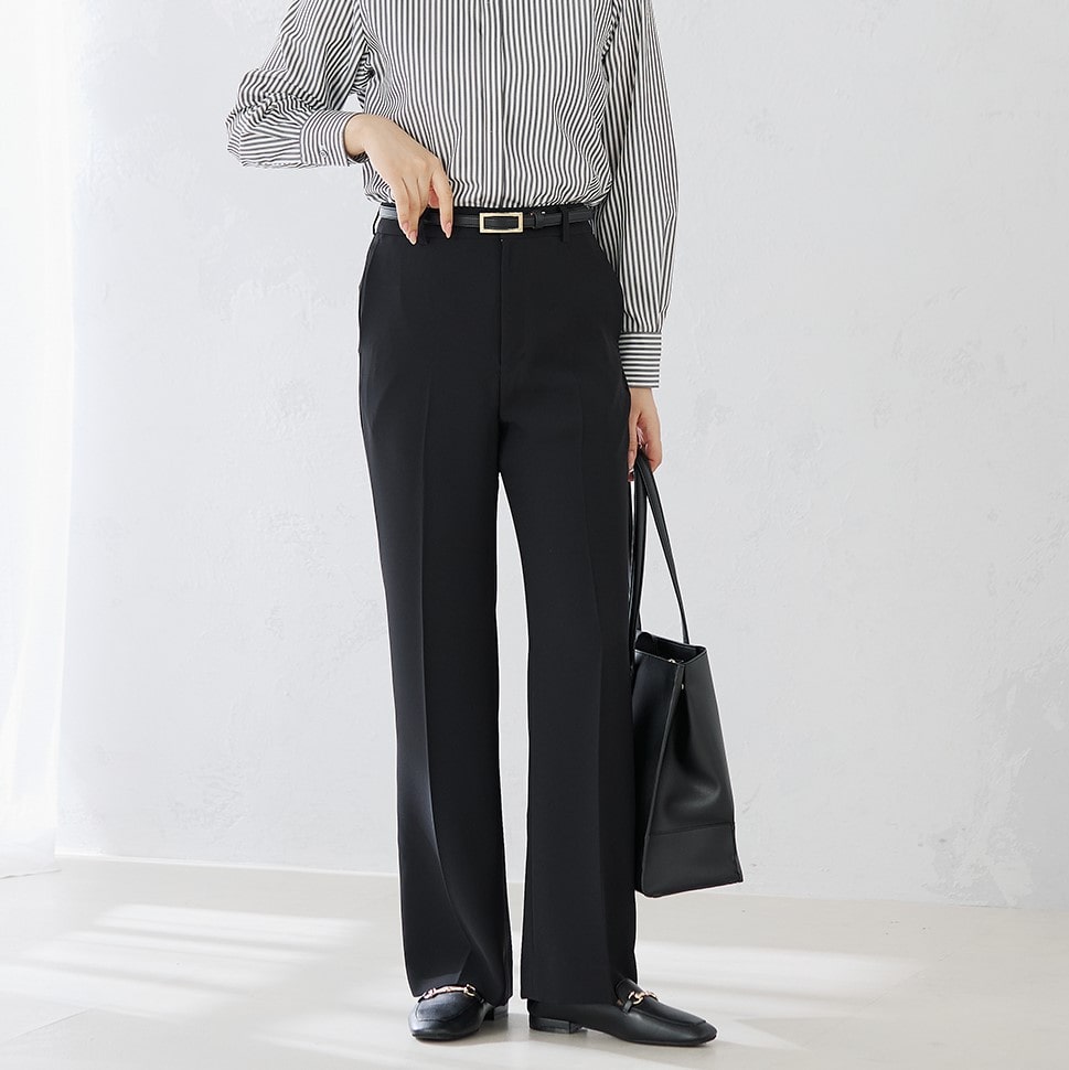パウダリーストレッチ黒 ワイドパンツ セットアップ着用可 パウダリーストレッチ黒 ワイドパンツ セットアップ着用可
