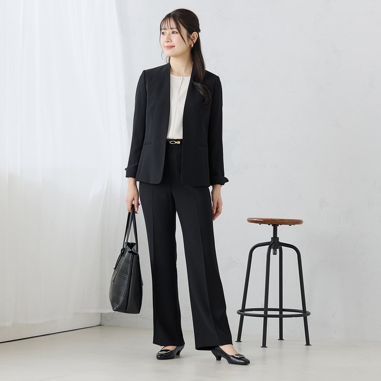 【セール】福袋/福箱ファッション通販 パウダリーストレッチ黒 ワイドパンツ セットアップ着用可【AOKI スーツ・フォーマル・ドレス