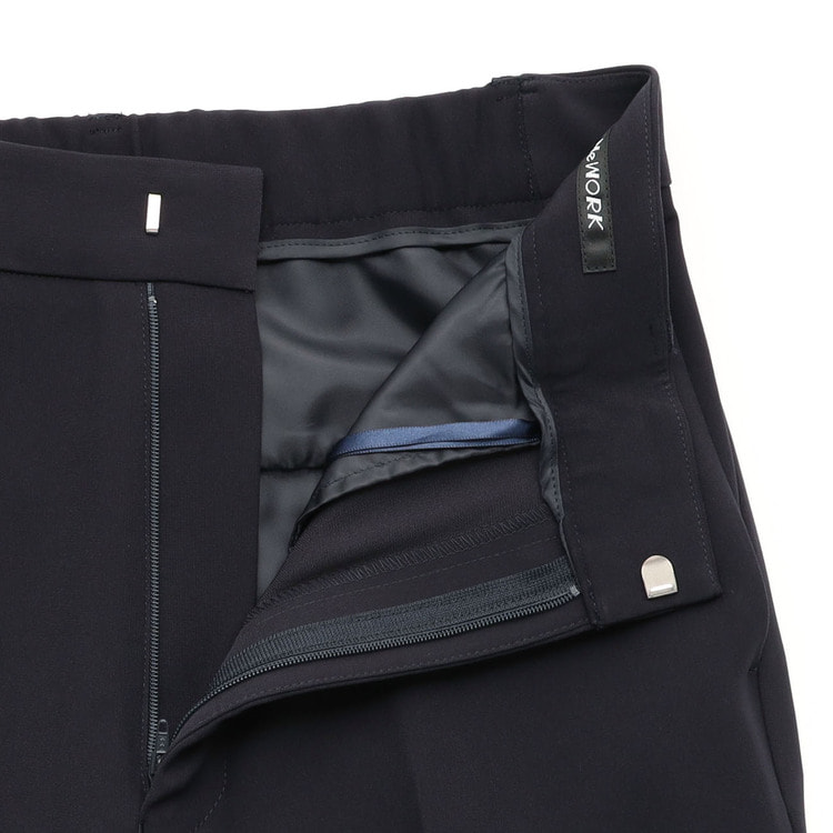 ≪Oggi4月号掲載≫ パウダリーストレッチ紺 ワイドパンツ セットアップ着用可