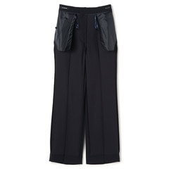 ≪Oggi4月号掲載≫ パウダリーストレッチ紺 ワイドパンツ セットアップ着用可