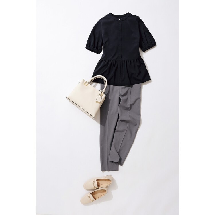 リランチェストレッチ グレー クロップドパンツ セットアップ