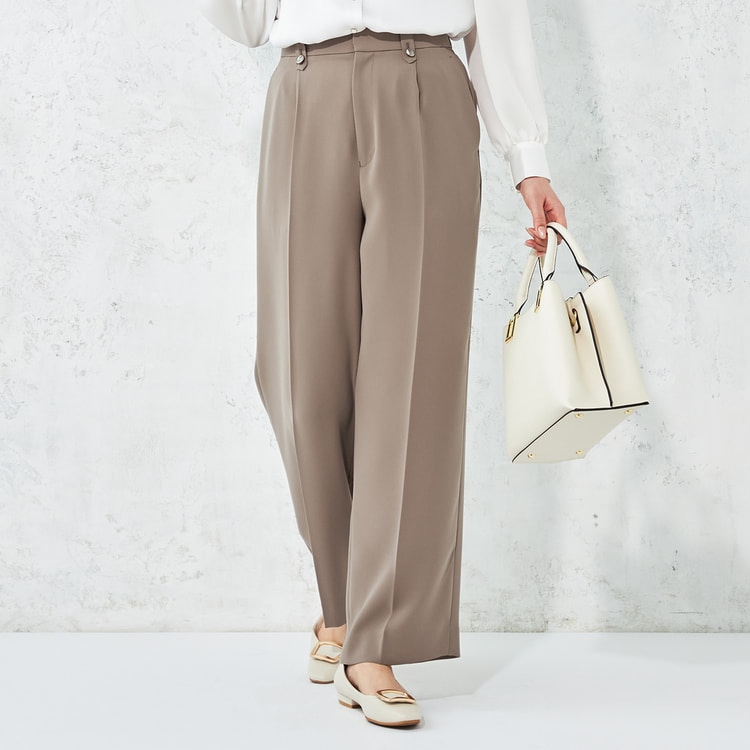 [アリキ] パンツ デザインタックワイドクロップドパンツ レディース 1097JSP ブラック 3L