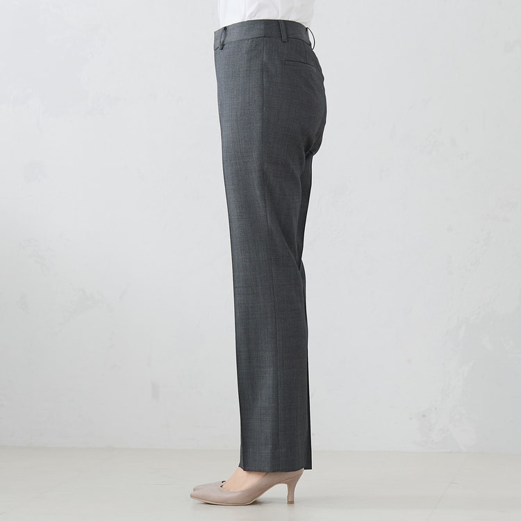 洗える360°キレイ ストレートパンツ セットアップ着用可 グレー無地調