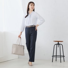 ≪Oggi4月号掲載≫ 洗える360°キレイ ストレートパンツ セットアップ着用可 紺ストライプ