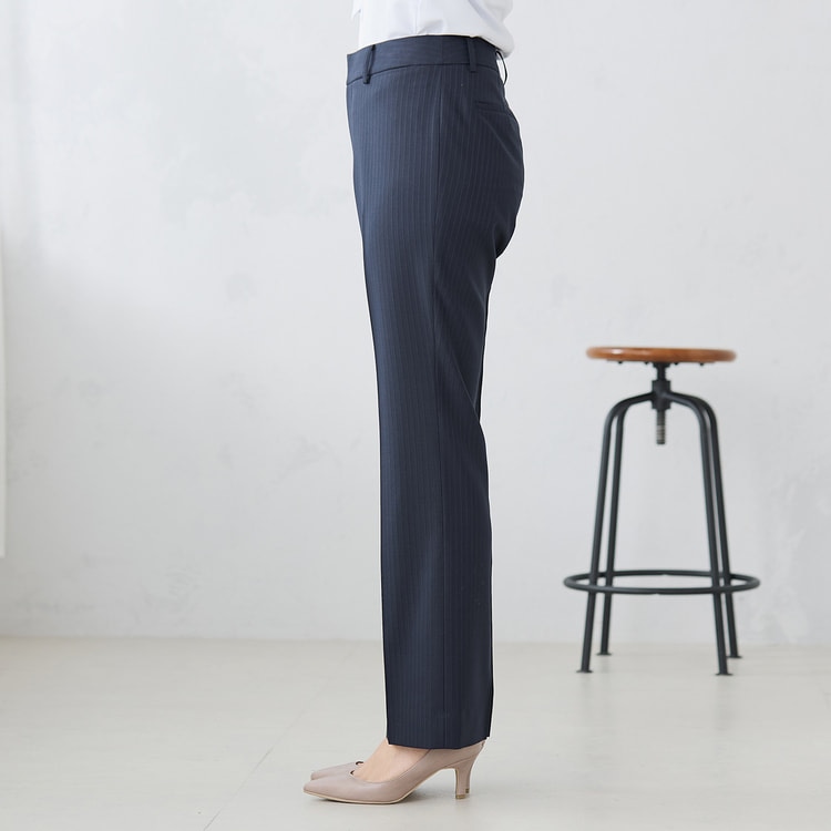 ≪Oggi4月号掲載≫ 洗える360°キレイ ストレートパンツ セットアップ着用可 紺ストライプ